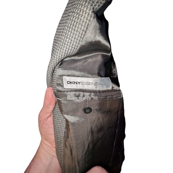 DKNY Sport Coat Mens Size L Wool Beige Houndstooth 3 Btn Single Vented Blazer - Picture 8 of 8